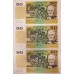 AUSTRALIA 1985 . FIFTY 50 DOLLARS BANKNOTES . CONSECUTIVE FIVE . JOHNSTON / FRASER